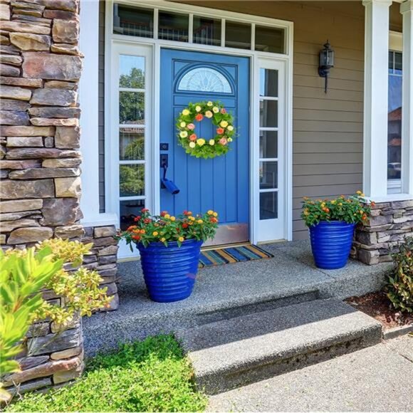 Artificial Spring Summer Wreaths for Front Door Summer Door Wreath Floral - Picture 4 of 8